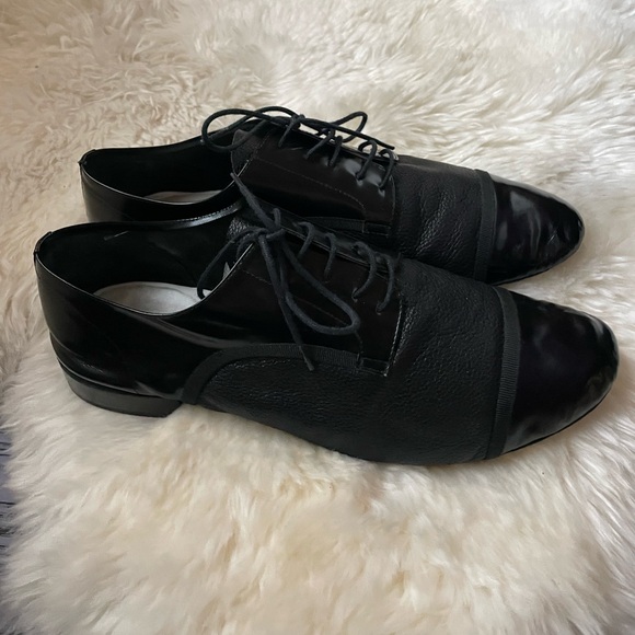 Rare repetto mens black flat cap toe dress patent leather shoes - Picture 1 of 4